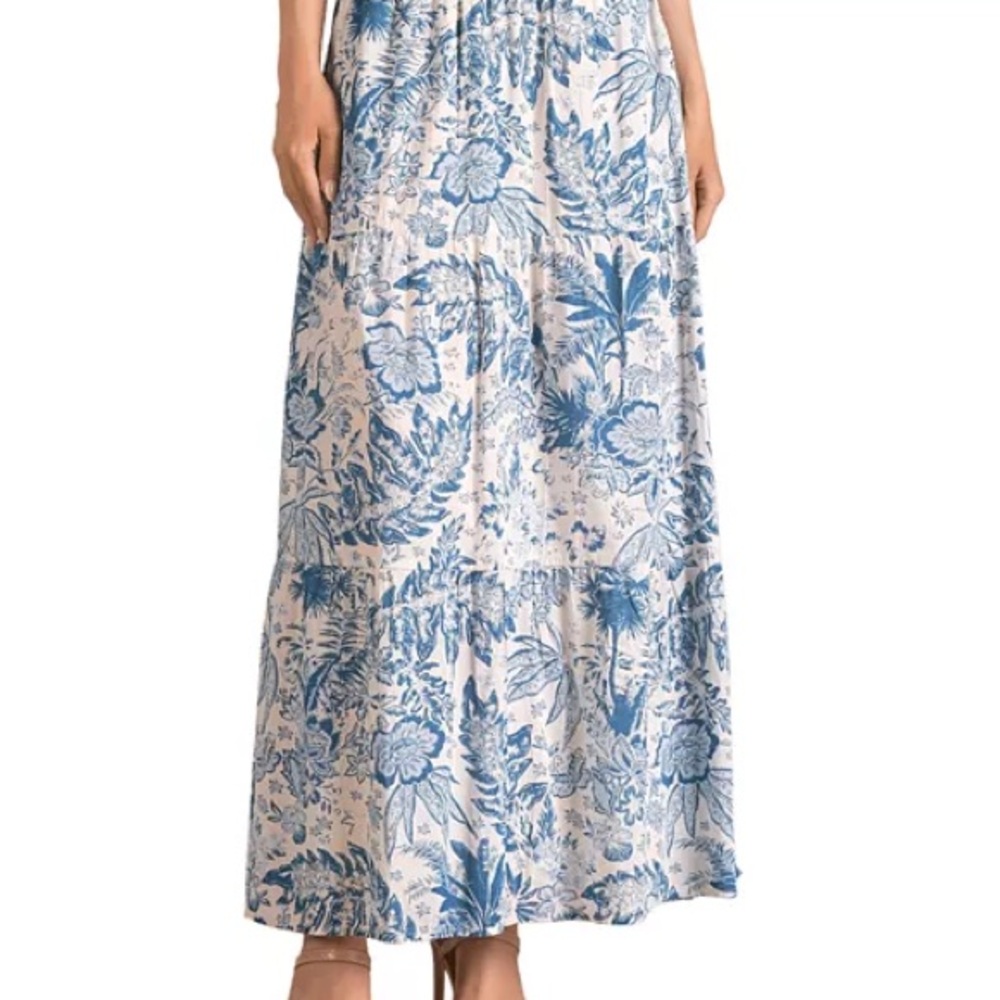 Elam Floral Blue and White Maxi Skirt